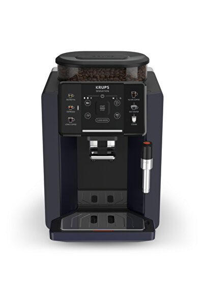 Krups Espressor automat Sensation EA910B10, 5 retete, ecran tactil, presiune 15 bari, capacitate rezervor cafea 260g, duza de abur, 1450 W, Sistem Thermoblock Compact, negru & violet