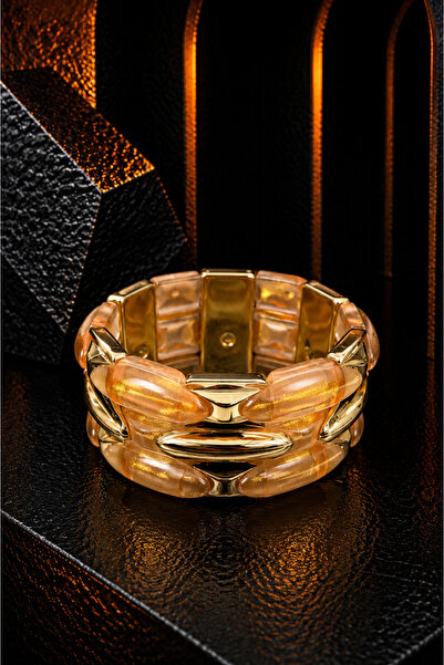 Shinestar atelier Gold Detaylı Geometrik Esnek Kadın Bileklik – 6 Renk Seçenekli