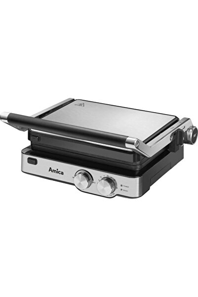 AMICA Gratar electric GK 4011, 2000 W, placi detasabile, reglare manuala, Inox