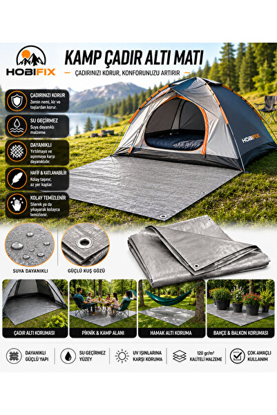 Hobifix 3x4 Metre Kamp Çadır Altı Matı – Su Geçirmez Branda, Piknik ve Çadır ...