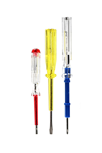 Lawazim 3-Piece Circuit Tester Screwdriver Set with Neon Light, Slotted and P...