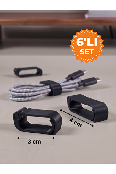 TEKMAKG Siyah Kablo Düzenleyici Klips Seti (3 cm + 4 cm) - 2'li Tekrar Kullan...