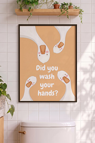 Pena Tablo Komik Ördek Banyo Siyah Çerçeveli Tablo - Ördek Figürlü Wash Your ...