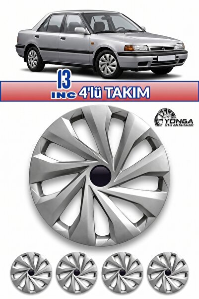 YONGA OTO AKSESUAR MAZDA 323 13 İnç Jant Kapağı 4'lü Set Gümüş + 4 Amblem + 8...