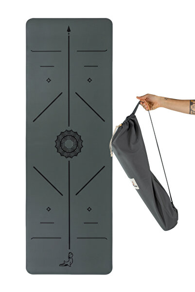 PETARYA Focus Serisi 4.1 mm Kaydırmaz Kauçuk Taban Yoga Matı Pilates Minderi Gri
