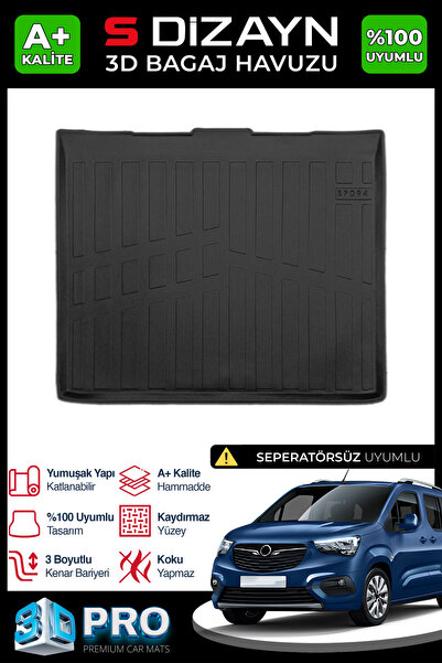 S Dizayn S-Dizayn Opel Combo E Seperatörsüz 3D Pro Bagaj Havuzu 2019 Üzeri A+...