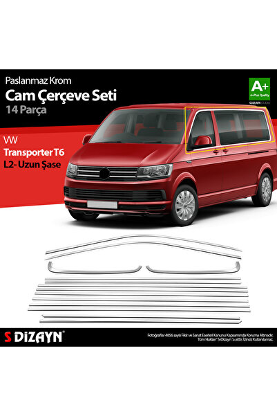S Dizayn S-Dizayn VW Transporter T6 Uzun Şase Krom Cam Çerçeve Seti 2015-2025...