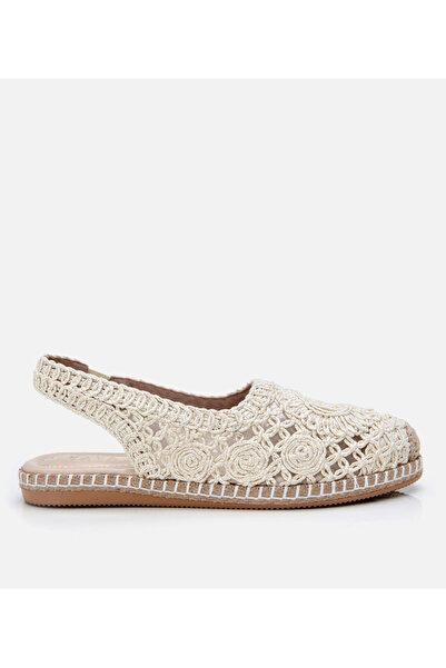 Hotiç Women's Ecru Yaya Textured Open Back Espadrille