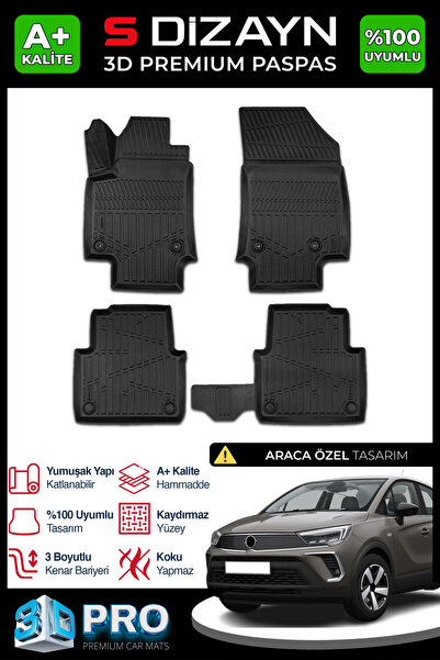 S Dizayn S-Dizayn Opel Crossland 3D Pro Havuzlu Paspas 2020 Üzeri A+ Kalite 3...