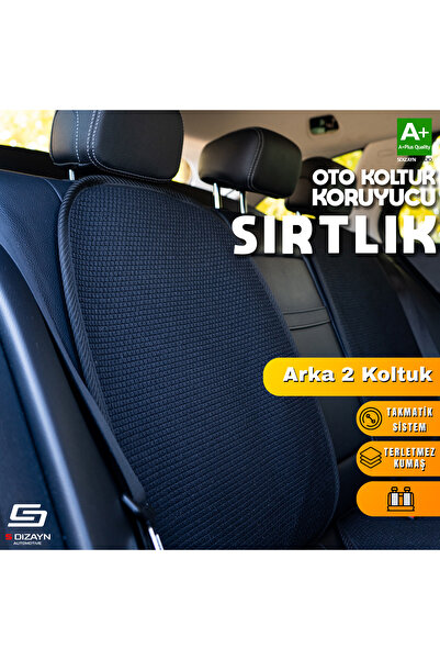 S Dizayn Oto Arka Koltuk Sırt Koruyucu Kılıf Siyah Universal 2 Parça A+ Kalit...