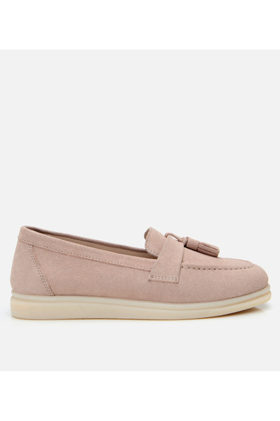 Hotiç Damen-Loafer aus Wildleder in Beige mit Quasten für den Alltag