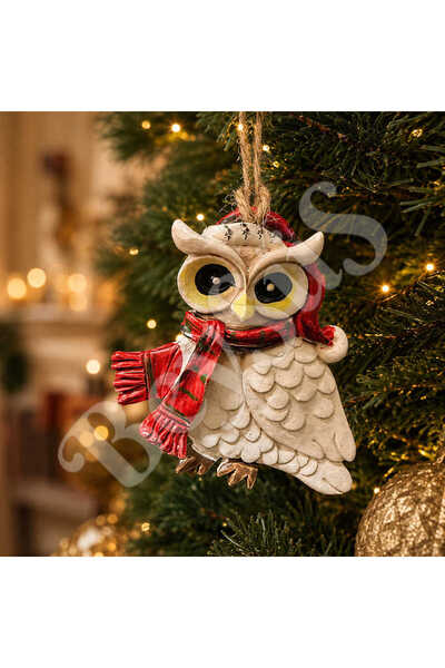 BeySüS Christmas Tree Ornament Christmas Hat-Wearing Owl Figure – Red Pattern...
