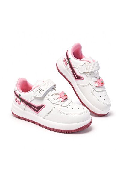 McDark Beyaz Bordo Kadın Sneaker Kirazlı Model Ayakkabı