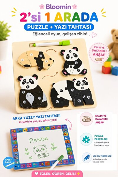 Bloomin Educational Wooden Toy Themed Puzzle - Bultak and Erasable Writing Bo...