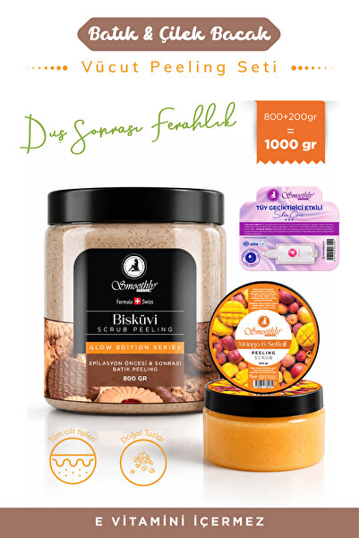 Smoothly Epilasyon, Ağda Sonrası Batık Peeling 1kg Set Bisküvi Peeling+mango ...