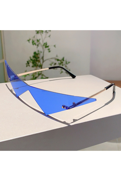 Choice as picture shows blue KAMMPT Rimless Triangle Sunglasses Men New Fashi...