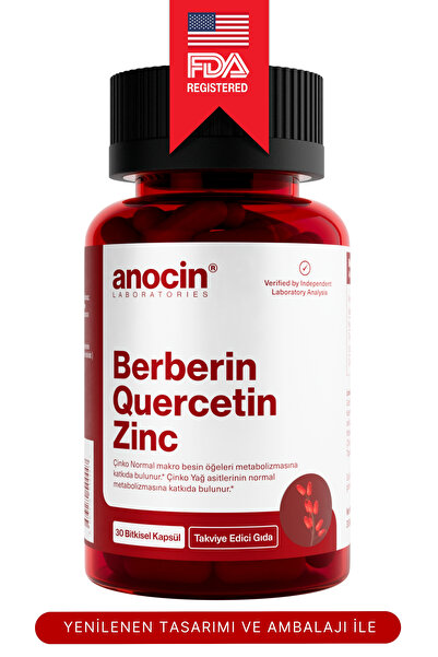 anocin Berberin Complex Quercetin ve Çinko Karamuk Berberis Vulgaris 30 Kapsü...