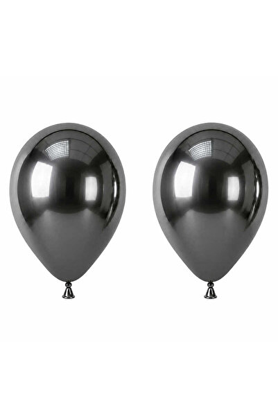BeySüS Dark Silver Color Latex Chrome Balloon (45 cm) - 2 Pieces