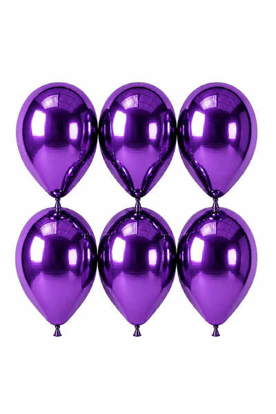 BeySüS Purple Color Latex Chrome Balloon (30 cm) - 6 Pieces