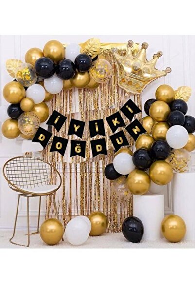 BeySüS King Crown Balloon Chain Birthday Set Happy Birthday Birthday Decorate...