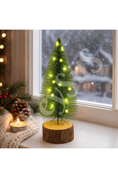 BeySüS Yılbaşı Dekor 22 cm Işıklı Mini Masa Çamı