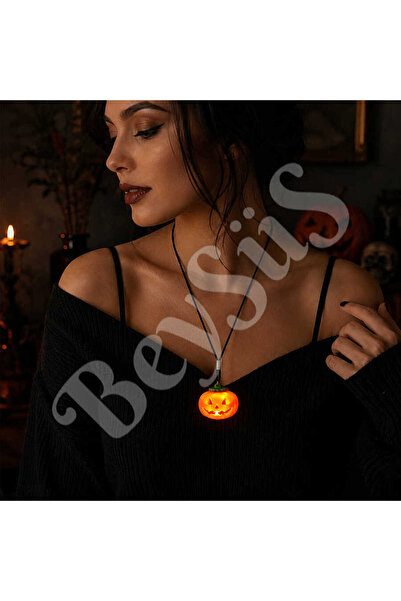 BeySüS Halloween Işıklı Bal Kabağı Kolye