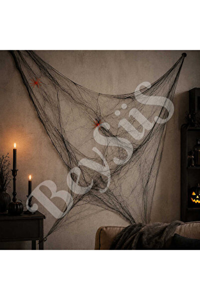 BeySüS Halloween Cadılar Bayramı Siyah Renk Örümcek Ağı Seti
