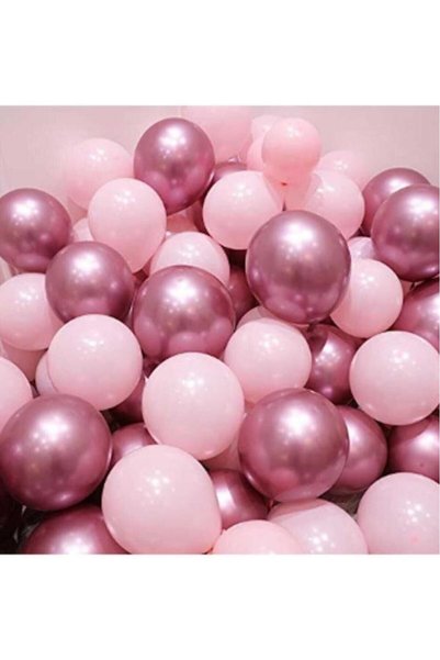 BeySüS Krom Pembe Ve Mat (pastel) Pembe Renk 15 Li Balon