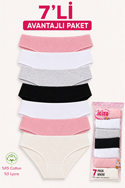 Cicito Kız Çocuk Basic Pamuklu Bikini Külot 7'li Paket 6079