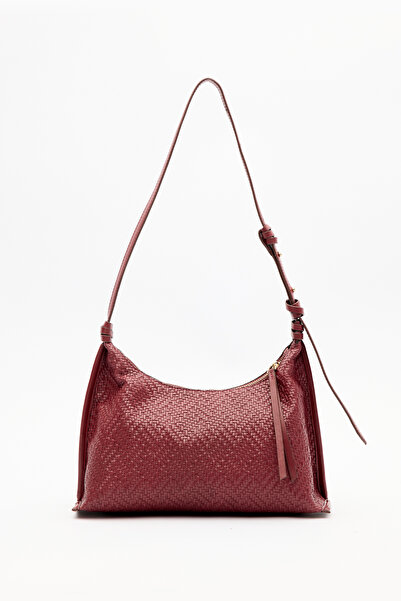 Manuka Textured Leather Shoulder Bag Burgundy