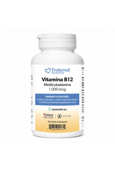 Preferred Nutrition Vitamin B12 Methylcobalamin 1.000 mcg reducerea oboselii ...
