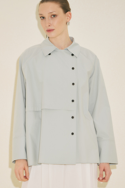 Manuka Milo Double-Breasted Sleeved Shirt Blue