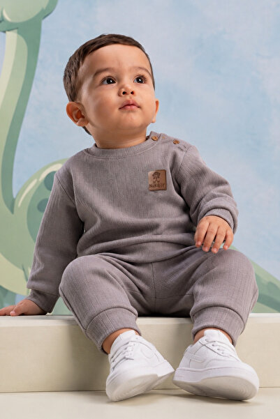 Rocha Baby Rocha Bebek Textured Nikuby Embroidered 2-Piece Set - Sweatshirt a...