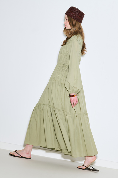 Manuka RUFFLED LONG SLEEVE DRESS SAGE