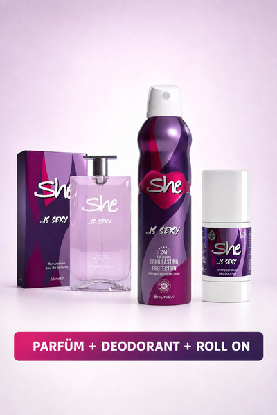 She Is Sexy Kadın Parfüm Edt 50 Ml +deodorant 150 Ml + Roll-on 50 Ml