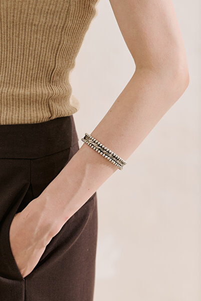 Manuka Polka Matte Coated Bracelet Silver
