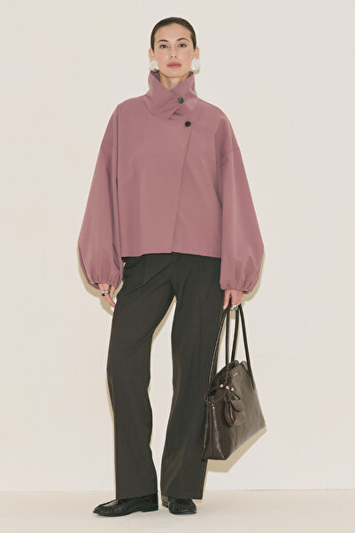 Manuka Melva Wide Sleeve Short Trench Coat Gülkurusu
