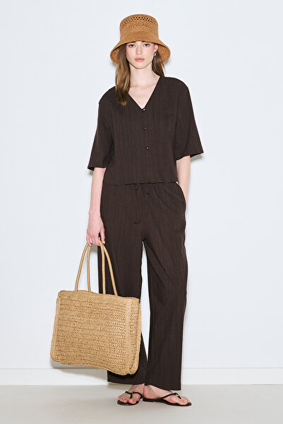 Manuka Rustic Buttoned Blouse Dark Brown