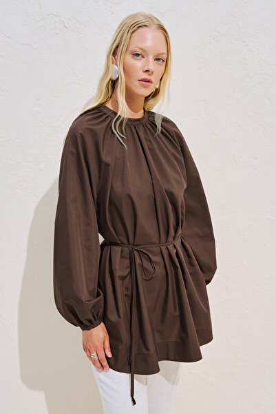 Manuka Balon Kol Belted Tunic Brown