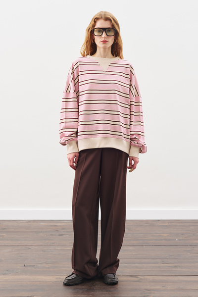 Manuka Oversized Striped Sweatshirt Bordo