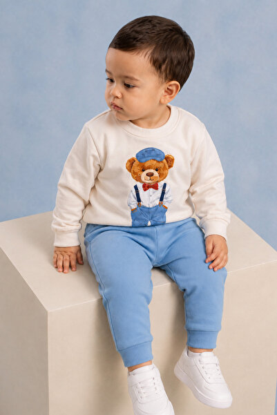 Rocha Baby مجموعة Rocha Baby Boy Teddy Bear مطبوع المكونة من قطعتين - سترة وب...