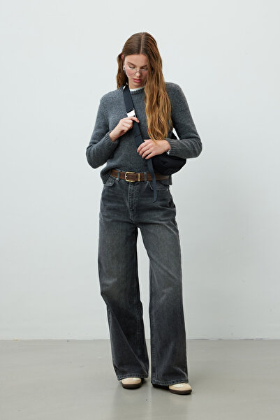 Manuka Anthracite Wide Leg Denim Trousers