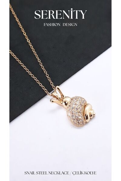Serenity Steel Necklace with Snail Figure