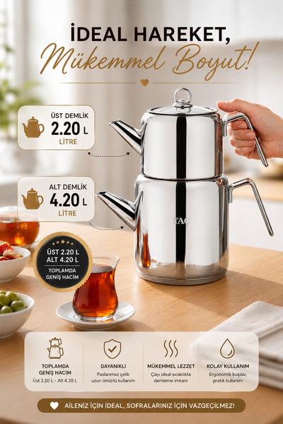 Taç Jumbo Çaydanlık Takımı Platin