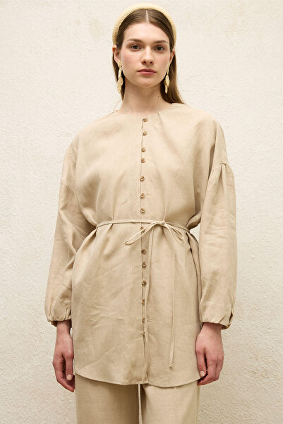 Manuka LINEN BALLOON SLEEVE SHIRT NATURAL