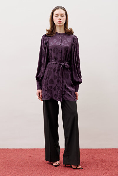 Manuka Jacquard Satin Shirt Purple