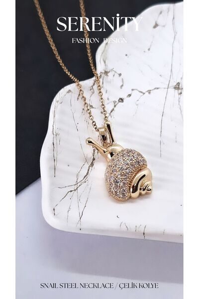 Serenity Steel Necklace with Snail Figure