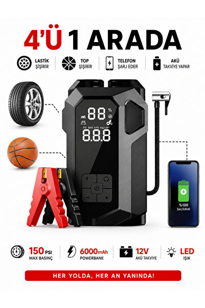 Qifit Akıllı Oto Akü Takviye Cihazı, 16000mAh, 12V Dizel/Benzinli Araçlar içi...