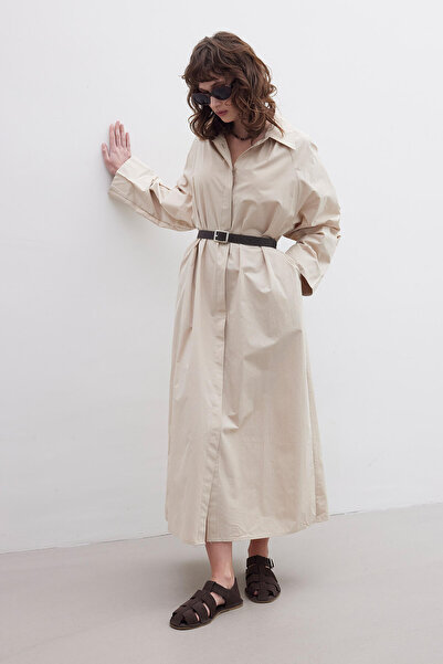 Manuka CAMEL PREMIUM HEMDKLEID MIT GÜRTEL