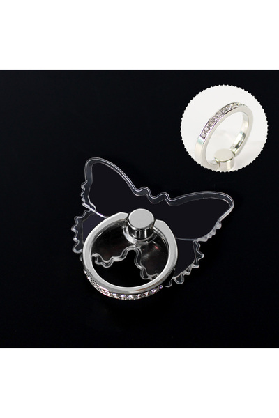 Choice Butterfly-Silver Transparent Cell Phone Ring Holder Stand 360° Degree ...